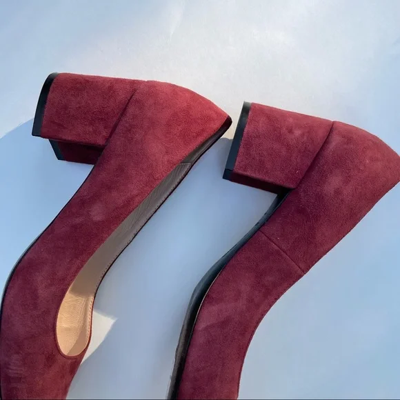 Cole Haan Eliree Pump 55mm Block Heel Burgundy Wine Suede Leather Sole Size 8 - Picture 13 of 15